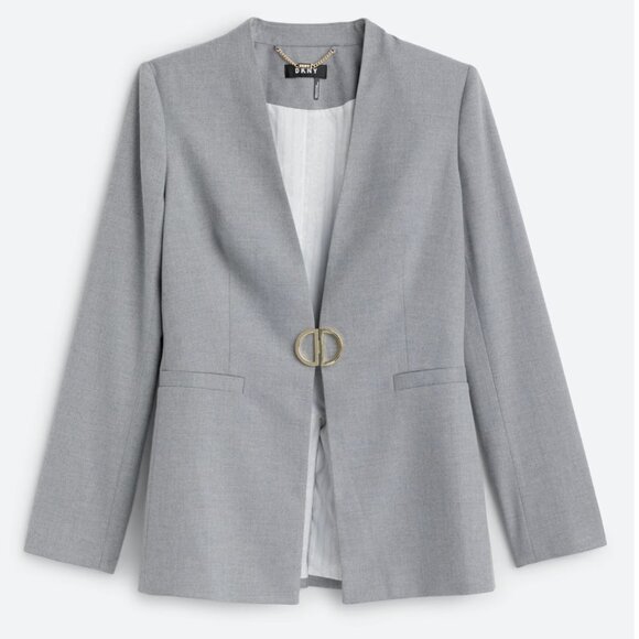 Dkny Jackets & Blazers - DKNY Gray Open-Front Blazer with Gold Ring Accent